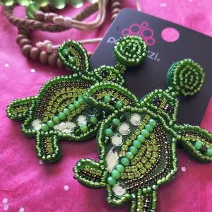 Beaded Bling Glam Turtle Earrings Set. Resort Sea Scape Vibe ..